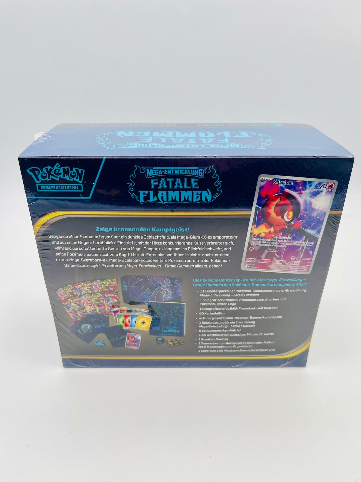 Pokémon TCG | Pokémon Center Top-Trainer-Box Mega-Entwicklung Fatale Flammen | OVP